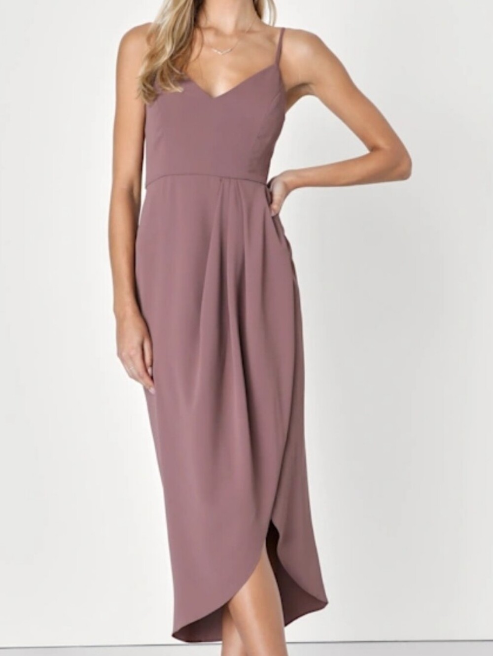 Lulus Mauve Purple Tulip Hem Cami Midi Dress